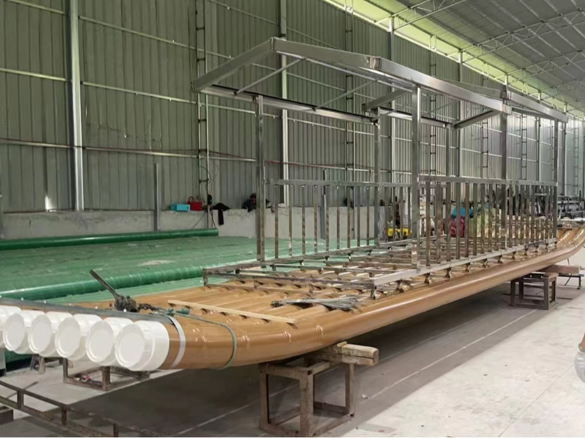 201不锈钢管用做景区竹筏船棚架案例介绍